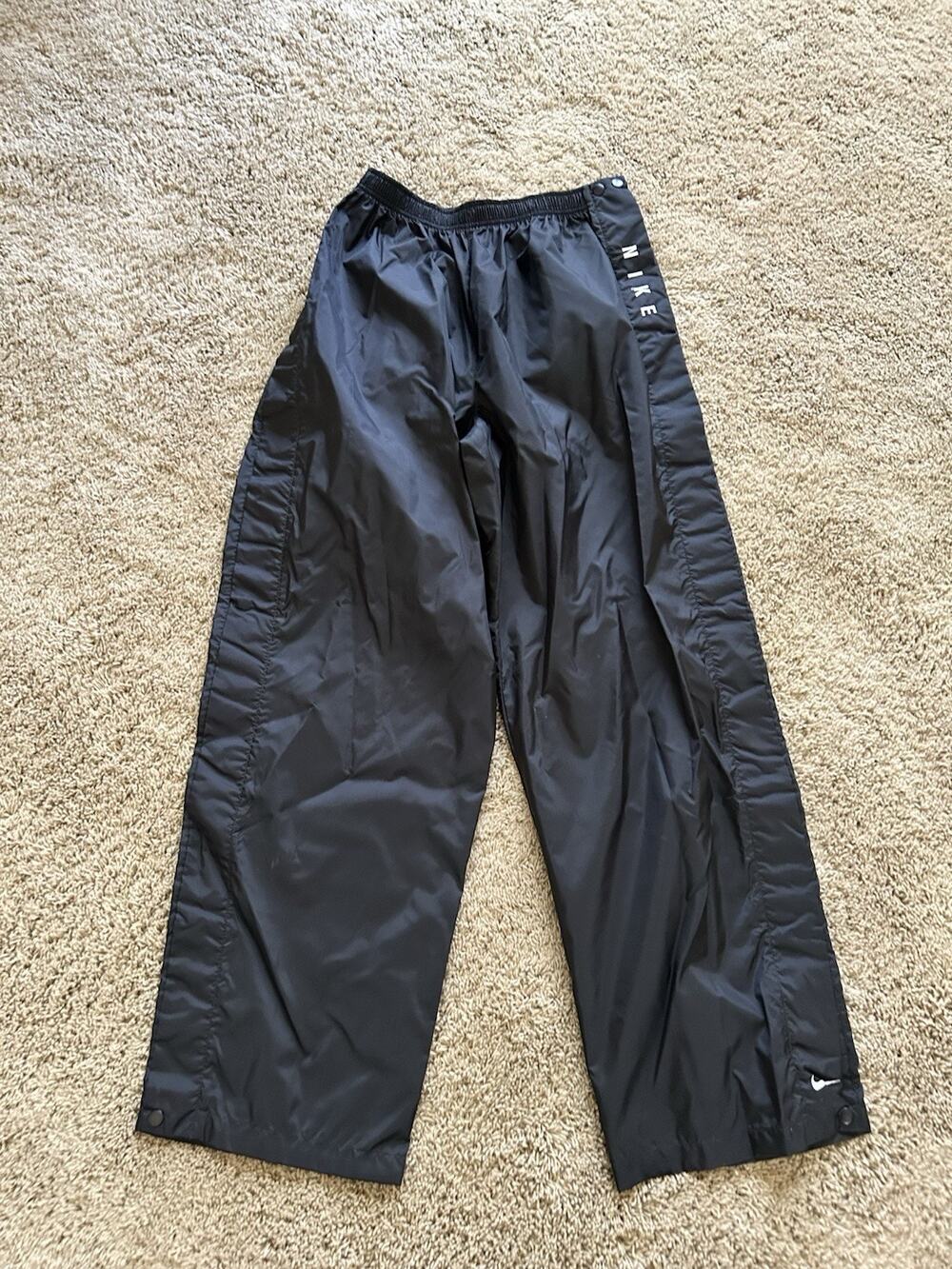 VTG Nike Pants XL Mens Black Nylon Tear Away Breakaway Basketball Track Y2K D26